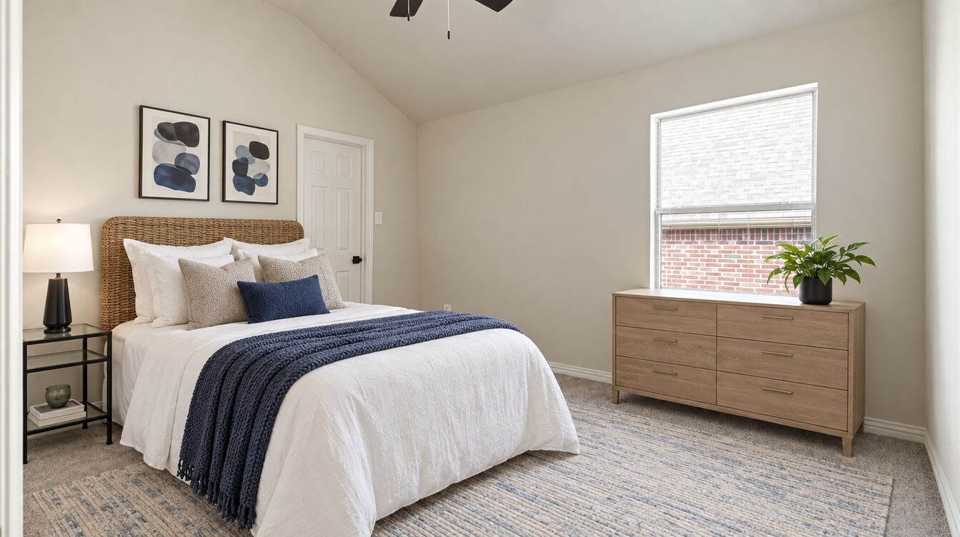 Bedroom 2 virtually staged and delivered as a finished photograph