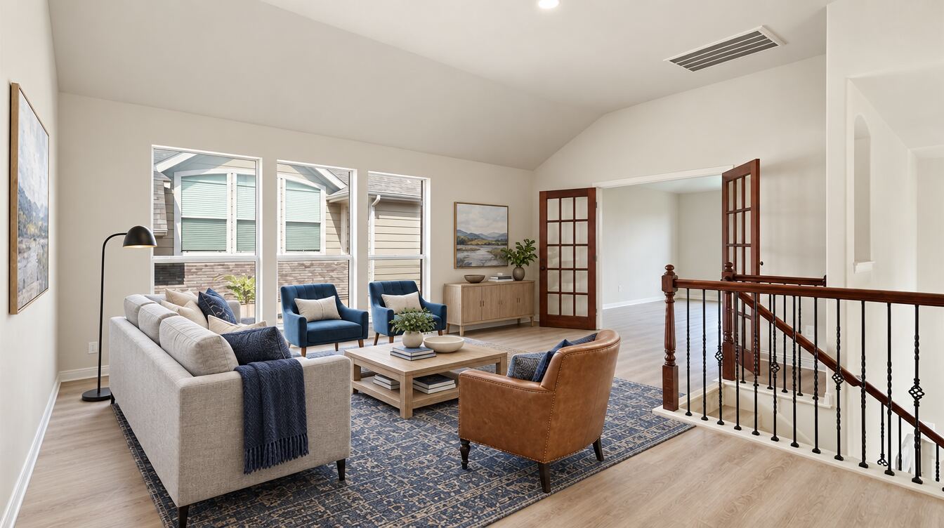 Flex room virtually staged and delivered as a finished photograph