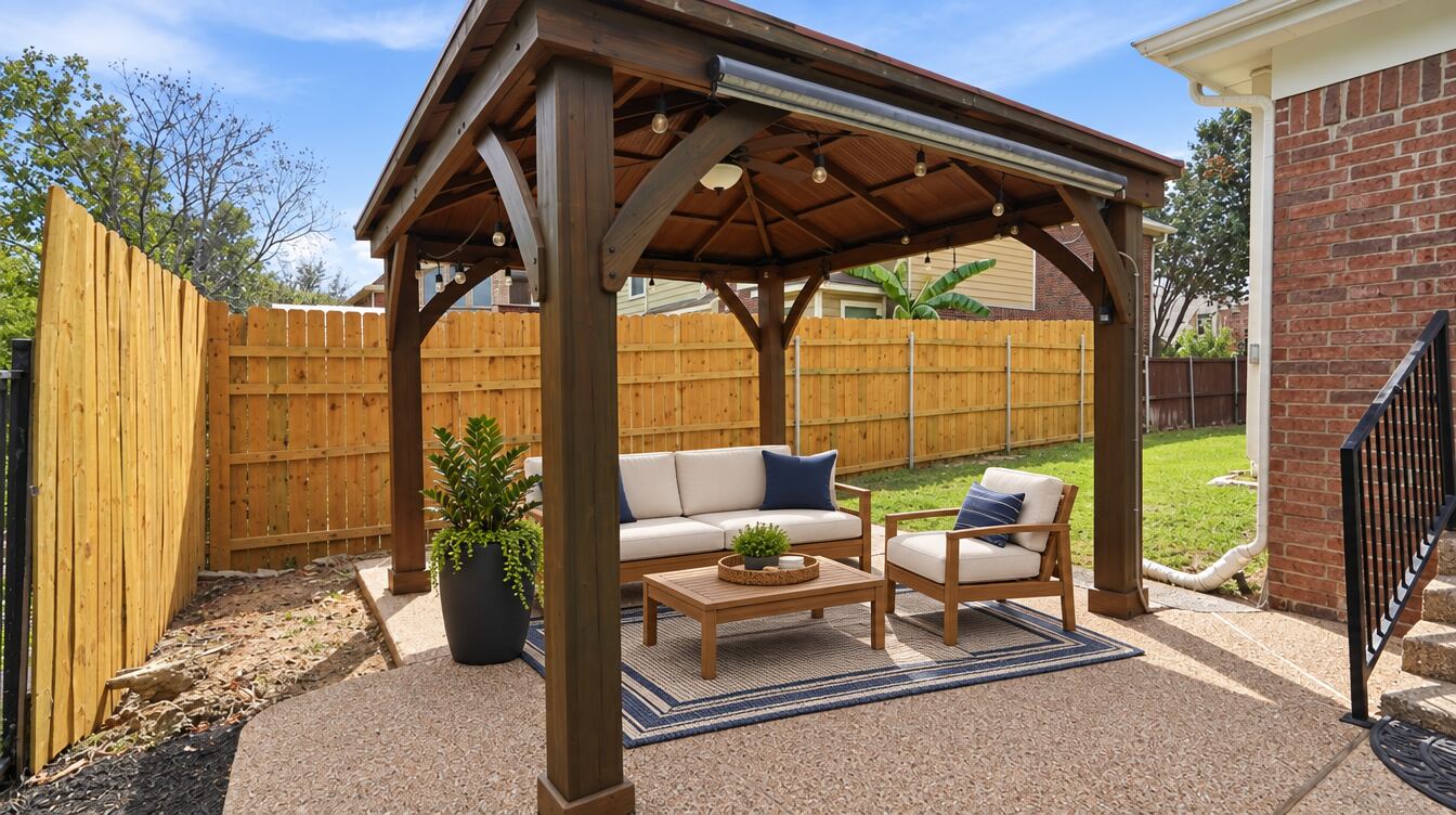 Covered patio virtually staged and delivered as a finished photograph