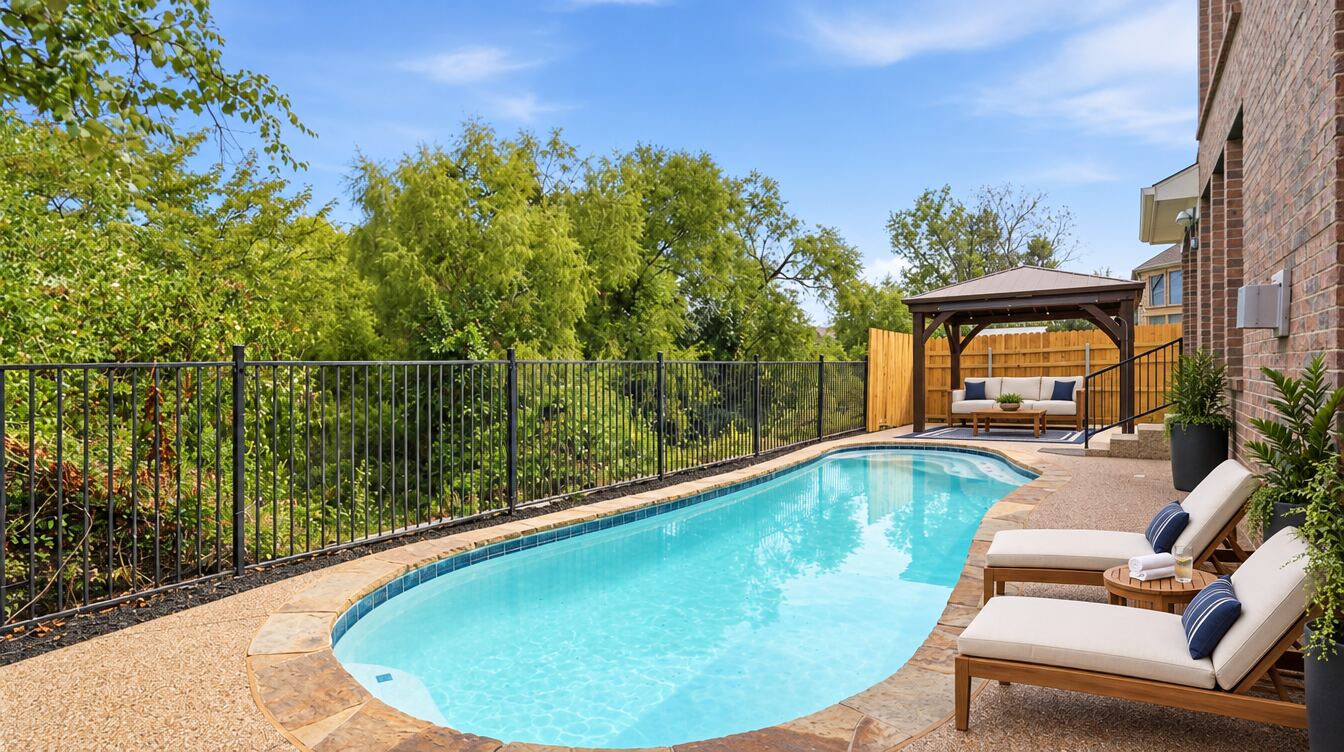 Pool deck virtually staged and delivered as a finished photograph